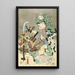 Aktörer i Ebisu Fukurokuju Benkei Räven och Jägaren i stil med tsue - Utagawa Kunisada Toyokuni III — inramlat konstverk på väggen