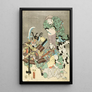 Utagawa Kunisada Toyokuni III - Actors as Ebisu Fukurokuju Benkei Fox and Hunter in the Style of tsue.webp
