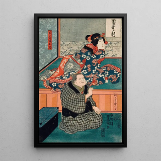 Utagawa Kunisada Toyokuni III - Arashi Otohachi III as Makanaibaba Okuma and Iwai Kumesabur II as Manchs Daughter Okoma.webp