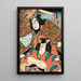 Fujiwara no Tokihira och Toneri Matsumaru från stycket Sugawara Denj Tenarai Kagami - Utagawa Kunisada Toyokuni III — inramlat konstverk på väggen