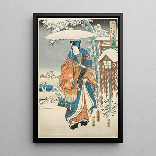 Utagawa Kunisada Toyokuni III - Murasaki and Genji Viewing the Snow.webp
