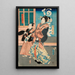 Ofuji de Miya och hans tjänare Tsuruya Denzō - Utagawa Kunisada Toyokuni III — inramlat konstverk på väggen