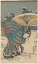 Snöscen, kvinna som böjer sig för att justera sin sko - Utagawa Kunisada Toyokuni III — vy av konstverket