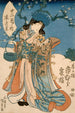 skådespelaren Ichimura Kakitsu i en kvinnlig roll som representerar den andra månaden - Utagawa Kunisada Toyokuni III — vy av konstverket