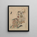 Två män, en med en fana av svart häst - Utagawa Kunisada Toyokuni III — inramlat konstverk på väggen