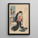 kvinna som håller ett barn - Utagawa Kunisada Toyokuni III — inramlat konstverk på väggen