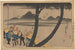 nattlig procession vid floden, en förgrenad trädstam i förgrunden - Utagawa Kuniyoshi — vy av konstverket