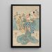 snöscen med kvinnlig figur i flytande blågrön och rosa klänning - Utagawa Kuniyoshi — inramlat konstverk på väggen