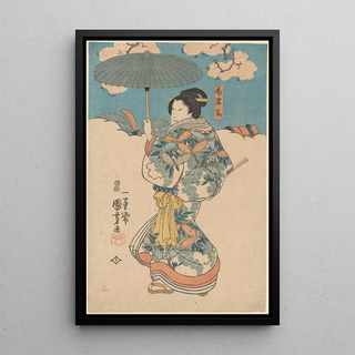 Utagawa Kuniyoshi - Woman with Green Umbrella.webp