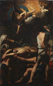 Studie för Le Martyre de Saint Procs et Saint Martinien - Valentin de Boulogne — inramlat konstverk på väggen