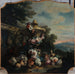 Vase de fleurs et fruits dans un paysage - Flix Boutreux — visat i en interiör