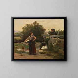 Vclav Brok - Washerwoman and boy talking on the creek bank.webp