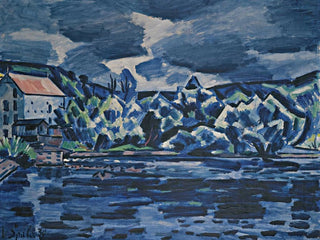 Storm över Otava-floden - Václav Špála — vy av konstverket