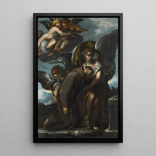 Veronese School - Saint Francis supported by angels.webp