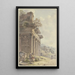 Caprice architectural Ruines d'une façade de temple avec paysage de bâtiments et baie en arrière-plan - Victor Jean Nicolle — inramlat konstverk på väggen
