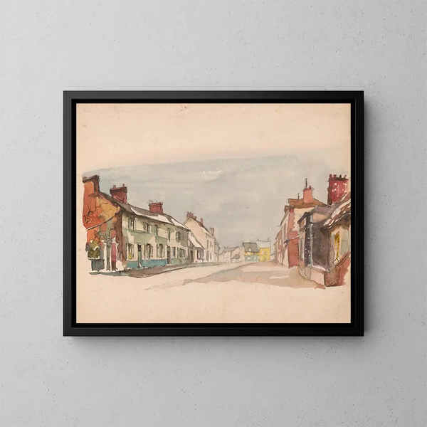 Rue à Beauvais, kall söndag - Victor Alfred Lundy — inramlat konstverk på väggen
