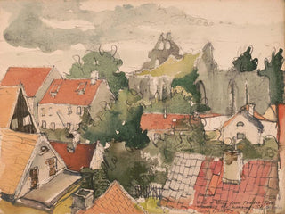Vue de Visby depuis Norder Klint montrant les ruines de Saint-Nicolas - Victor Alfred Lundy — vy av konstverket