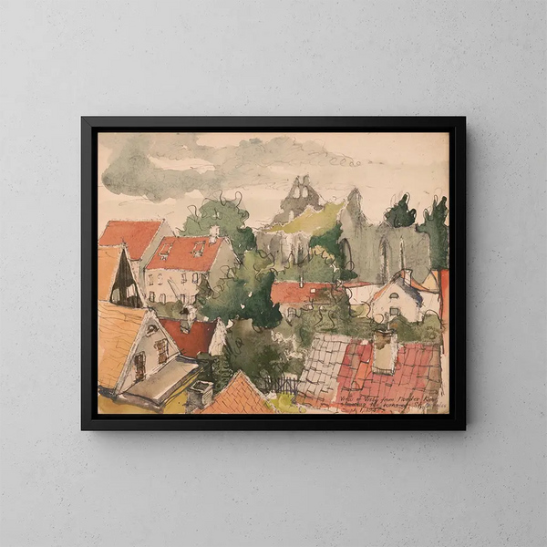 Vue de Visby depuis Norder Klint montrant les ruines de Saint-Nicolas - Victor Alfred Lundy — inramlat konstverk på väggen