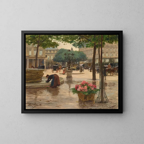 La Place du Théâtre Français - Victor Gabriel Gilbert — inramlat konstverk på väggen