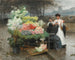 målning La marchande de fleurs sur les quais de Paris vers 1890 - Victor Gabriel Gilbert — vy av konstverket
