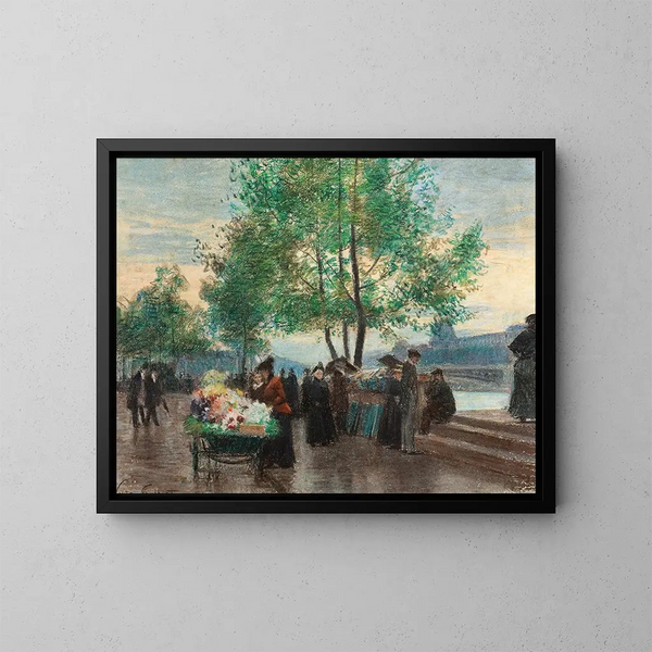 Marchands vid Seine, Paris - Victor Gabriel Gilbert — inramlat konstverk på väggen