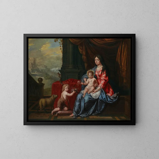 Victor Honor Janssens - Portrait Of A Lady In The Guise Of The Madonna With A Child Beside Them The Infant Saint John The Baptist.webp