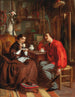 Låt dig förföras av detta eleganta konsttryck av "L'heure du thé dans l'atelier des artistes" av Victor de Bornschlegel, en vacker målning som fångar en intim stund i konstnärens ateljé. — vy av konstverket