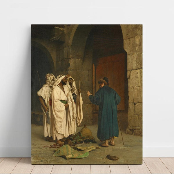Reproduktion av målningen Vieux judiskt målning med tre araber - Jean-Léon Gérôme