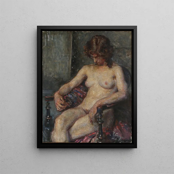 Viggo Johansen - En ngen kvindelig model siddende p en stol.webp