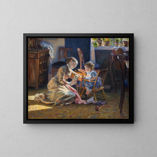 Viggo Pedersen - Sunshine in the Living Room The Artists Wife and Child.webp