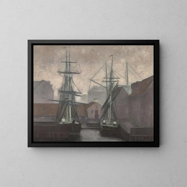 Quai de commerce du Groenland, Christianshavn, Köpenhamn - Vilhelm Hammershøi — inramlat konstverk på väggen