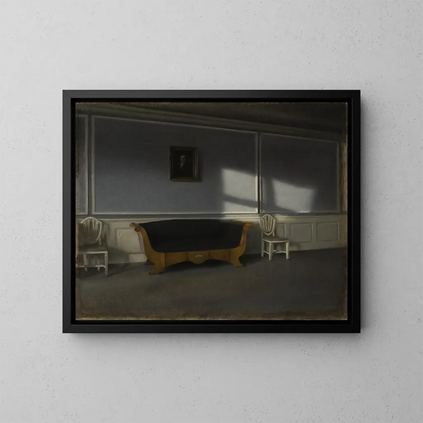Lumière du soleil dans le salon III - Vilhelm Hammershøi — inramlat konstverk på väggen