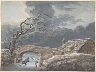 Vincent Jansz van der Vinne - Winter Landscape with Skaters on a Frozen Canal.webp