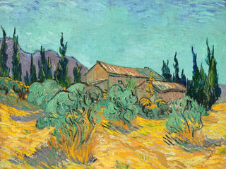 Vincent van Gogh - Cabanes de bois parmi les oliviers et cyprs.webp