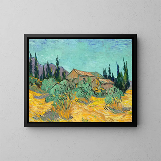 Vincent van Gogh - Cabanes de bois parmi les oliviers et cyprs.webp