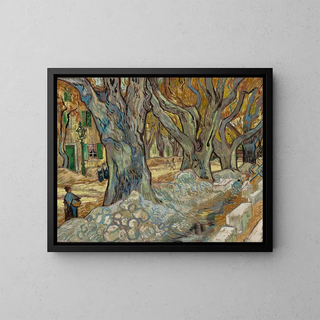Les grands platanes, les réparateurs de routes à Saint-Rémy - Vincent van Gogh — inramlat konstverk på väggen