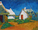 Tre vita stugor vid Saintes-Maries - Vincent van Gogh — vy av konstverket