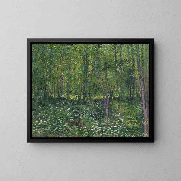 Träd och undervegetation - Vincent van Gogh — inramlat konstverk på väggen