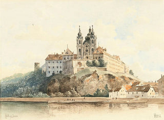 klostret Melk vid Donau - Vincenz Hawlicek — vy av konstverket
