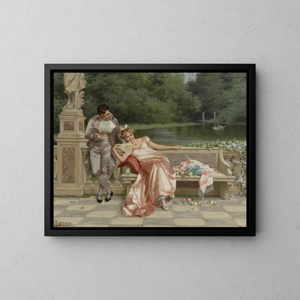 La flirtation - Vittorio Reggianini — inramlat konstverk på väggen