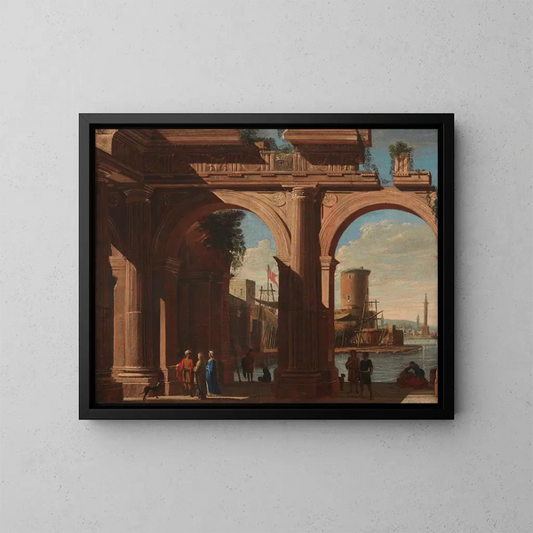 Arcade dorique med Torre di S Vincenzo - Viviano Codazzi — inramlat konstverk på väggen