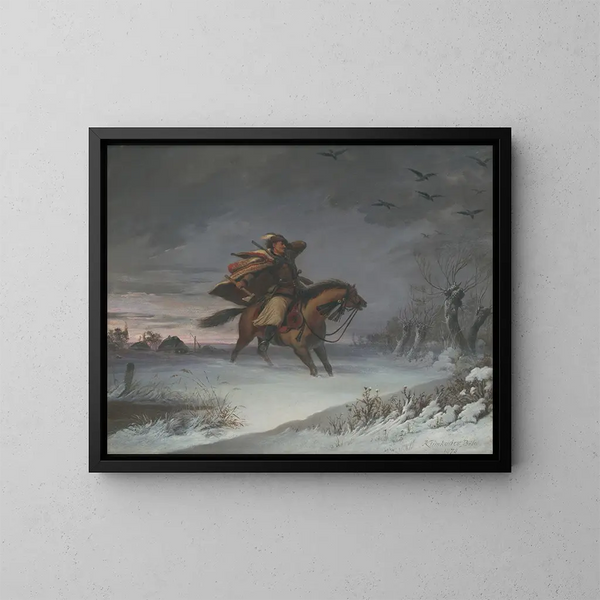 Cavalier à cheval - Vojtech Klimkovič — inramlat konstverk på väggen