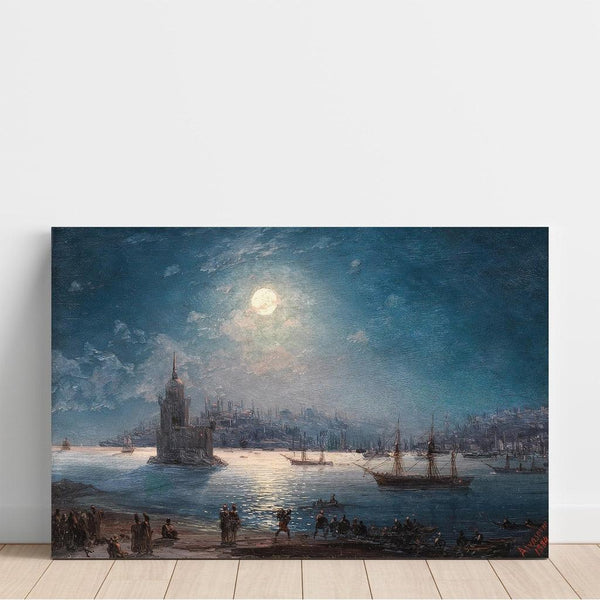 utsikt över Bosporen med Hagia Sofia och Jungfrutornet i månsken - Ivan Konstantinovich Aivazovsky