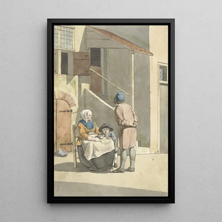 W Barthautz - Jongen en vrouw met kind voor een huis.webp