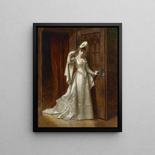 Wadysaw Bakaowicz - Elegante Dame in weiem Damastkleid.webp
