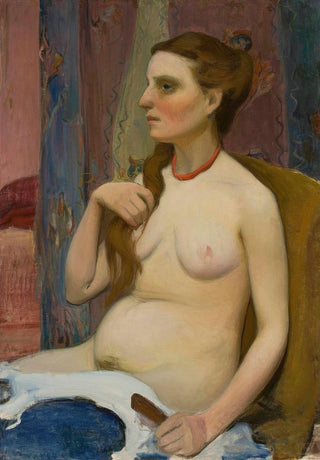 Wadysaw lewiski - Nude of a woman combing her hair.webp