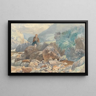 Walter Goodall - Glencoe A Shepherd Boy Crossing a Burn.webp