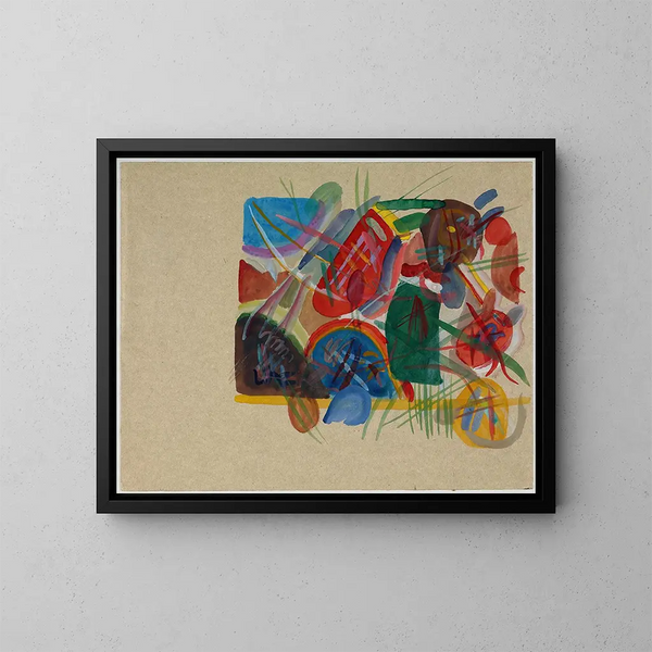 Akvarellmålning med skog och regnbåge - Wassily Kandinsky — inramlat konstverk på väggen