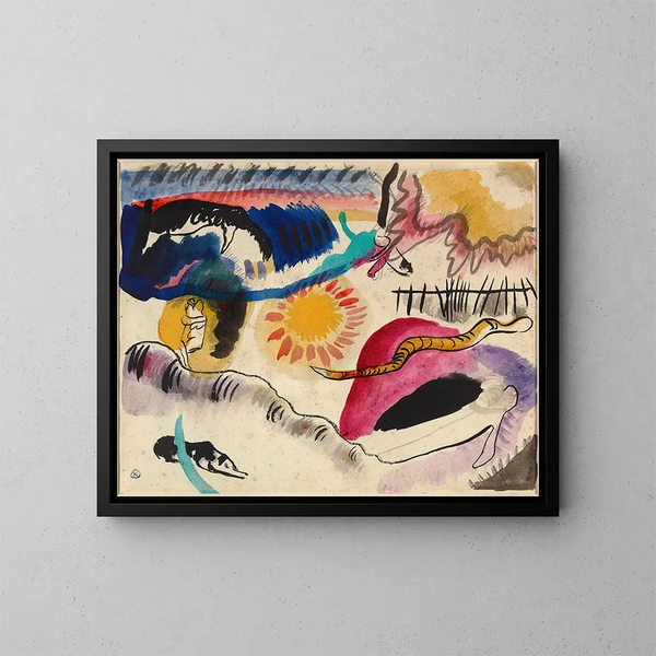 Aquarelle nr 3 Trädgård av kärlek - Wassily Kandinsky — inramlat konstverk på väggen