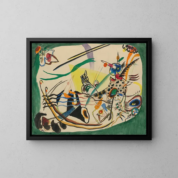 Studie för gröna kanter - Wassily Kandinsky — inramlat konstverk på väggen